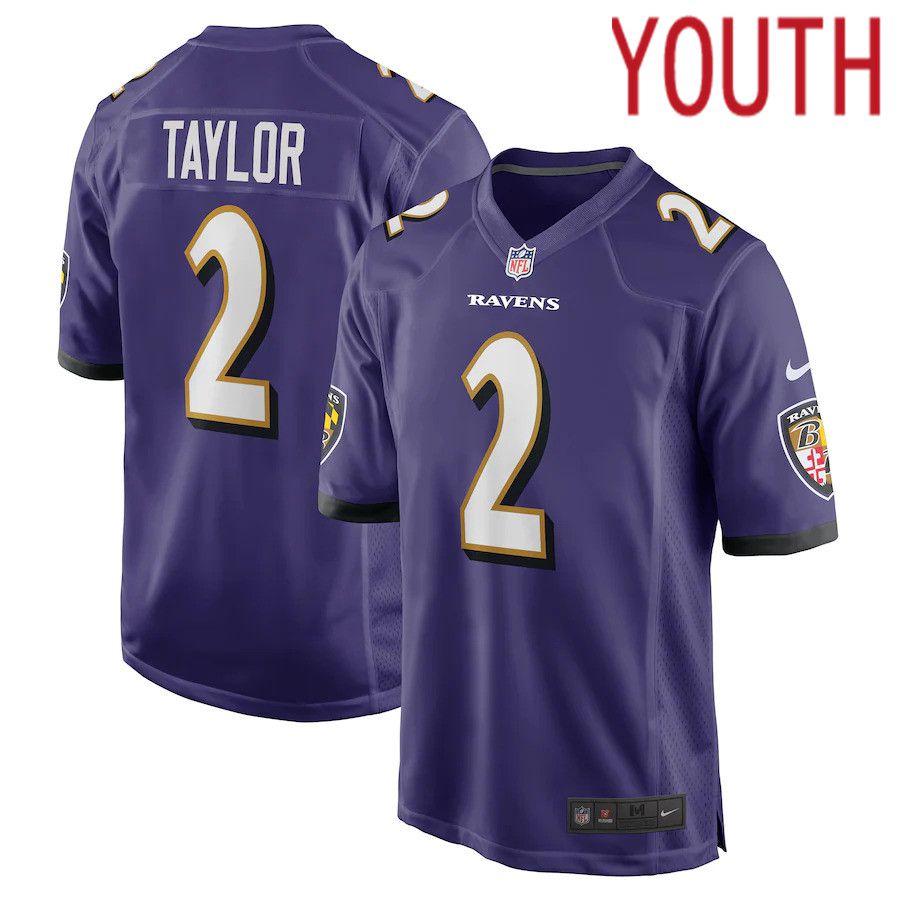 Youth Baltimore Ravens #2 Tyrod Taylor Purple Nike Team Color Game NFL Jersey